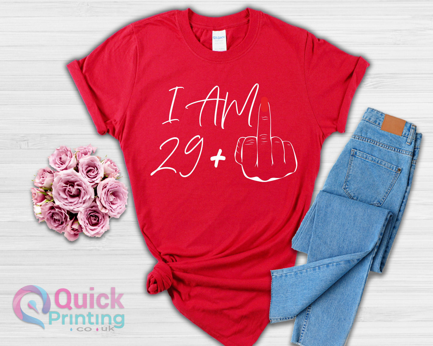 I Am 29+ Middle Finger T-Shirt: Funny 30th Birthday Tee