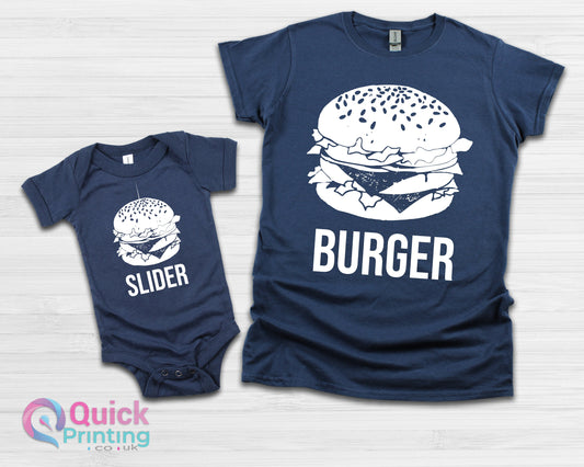 Burger and Slider Men's T-shirt, Dad And Baby Matching Set,Dad And Baby Matching Set,baby shower gift outfit, Fathers day gift, Gift for dad