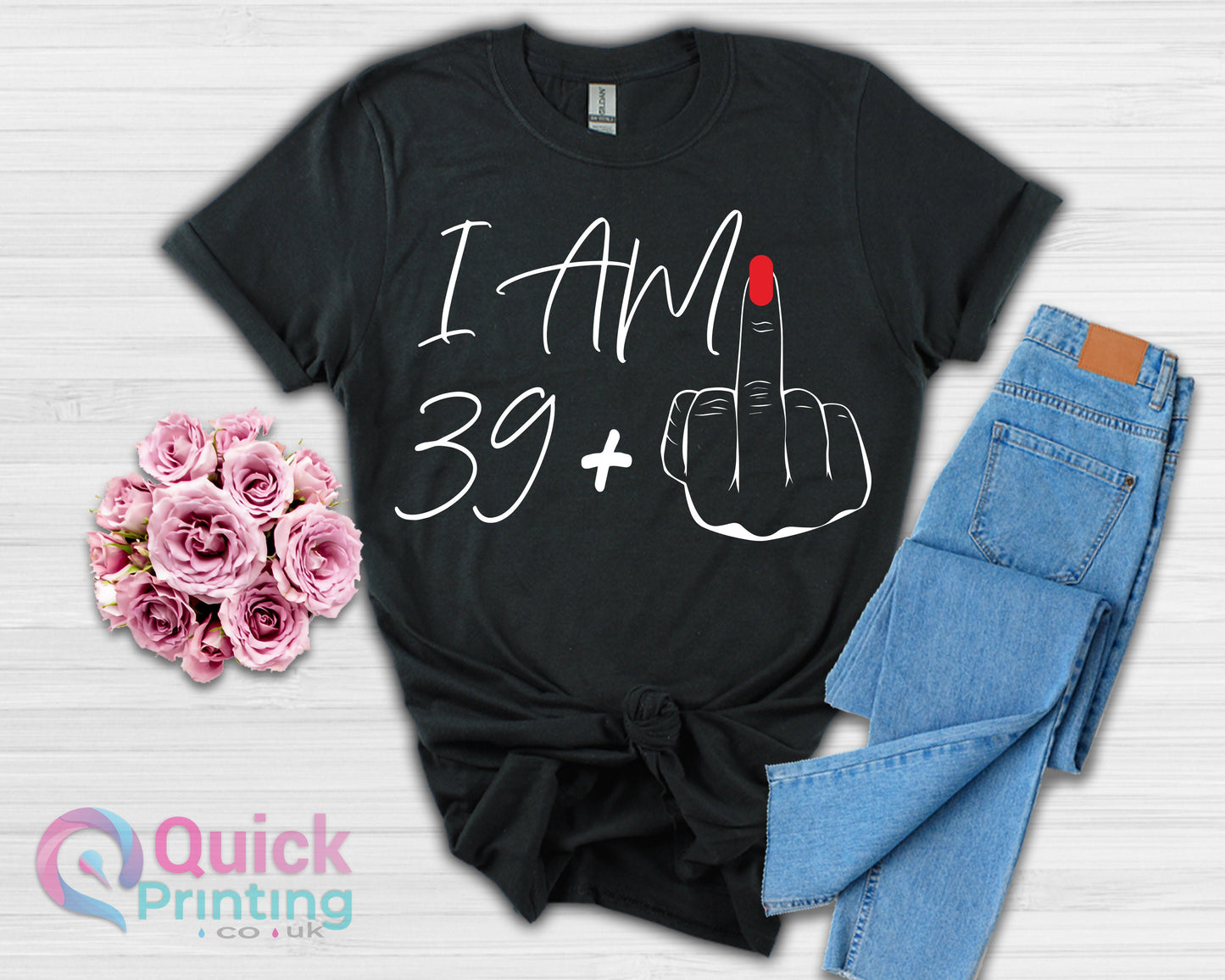 I Am 39+ Middle Finger Shirt: Funny 40th Birthday Tee