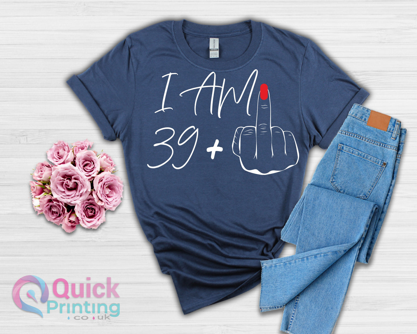 I Am 39+ Middle Finger Shirt: Funny 40th Birthday Tee