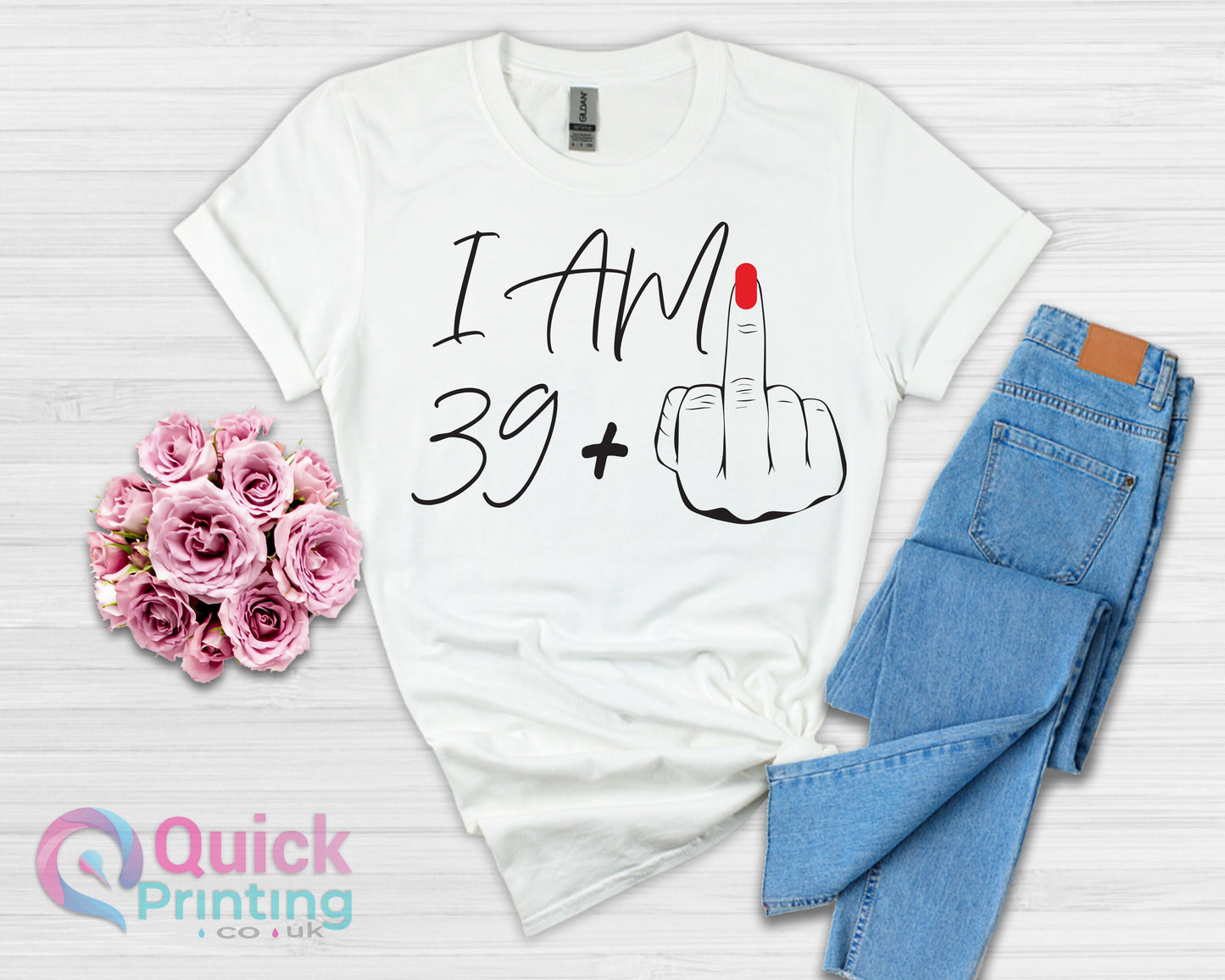 I Am 39+ Middle Finger Shirt: Funny 40th Birthday Tee