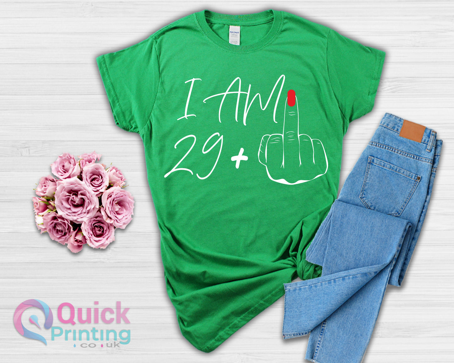 I Am 29+ Middle Finger T-Shirt: Funny 30th Birthday Tee