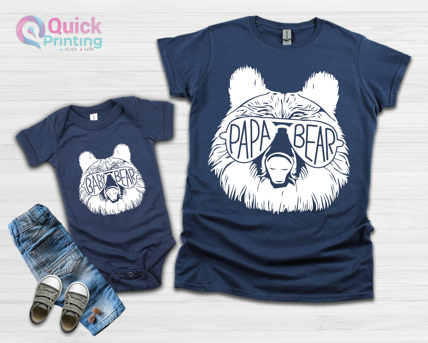 Papa Bear Baby Bear, Dad and Baby Matching T-shirt Baby Vest, Father's Day Gift Present, New Dad Gift, Dad Birthday tshirt son Gift to Dad T