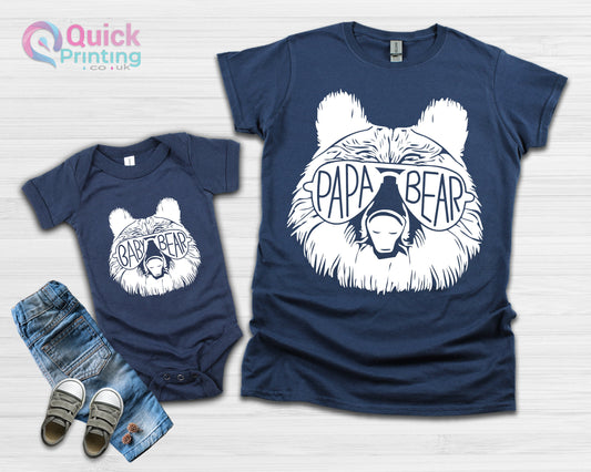 Papa Bear Baby Bear, Dad and Baby Matching T-shirt Baby Vest, Father's Day Gift Present, New Dad Gift, Dad Birthday tshirt son Gift to Dad T