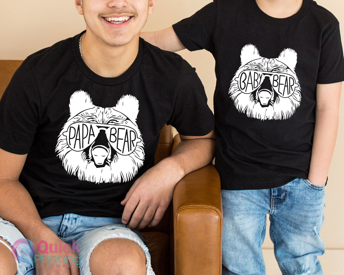 Papa Bear Baby Bear, Dad and Baby Matching T-shirt, Father's Day Gift Present, Twin Baby Bodysuit & Mens T-Shirt - Baby Gift, Baby Bodysuit