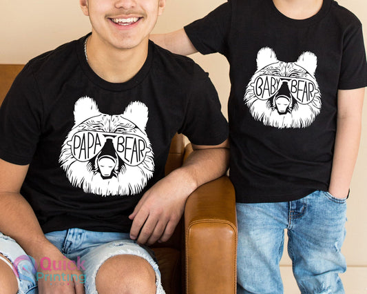 Papa Bear Baby Bear, Dad and Baby Matching T-shirt, Father's Day Gift Present, Twin Baby Bodysuit & Mens T-Shirt - Baby Gift, Baby Bodysuit