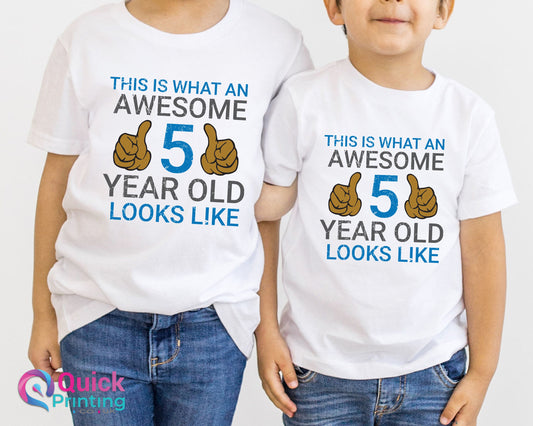 This Is What An Awesome Looks Like Top, 5th Birthday Shirt, Any Name Age Birthday Shirt, 5th Birthday Outfit Girl Boy, 5th Birthday Gift UK