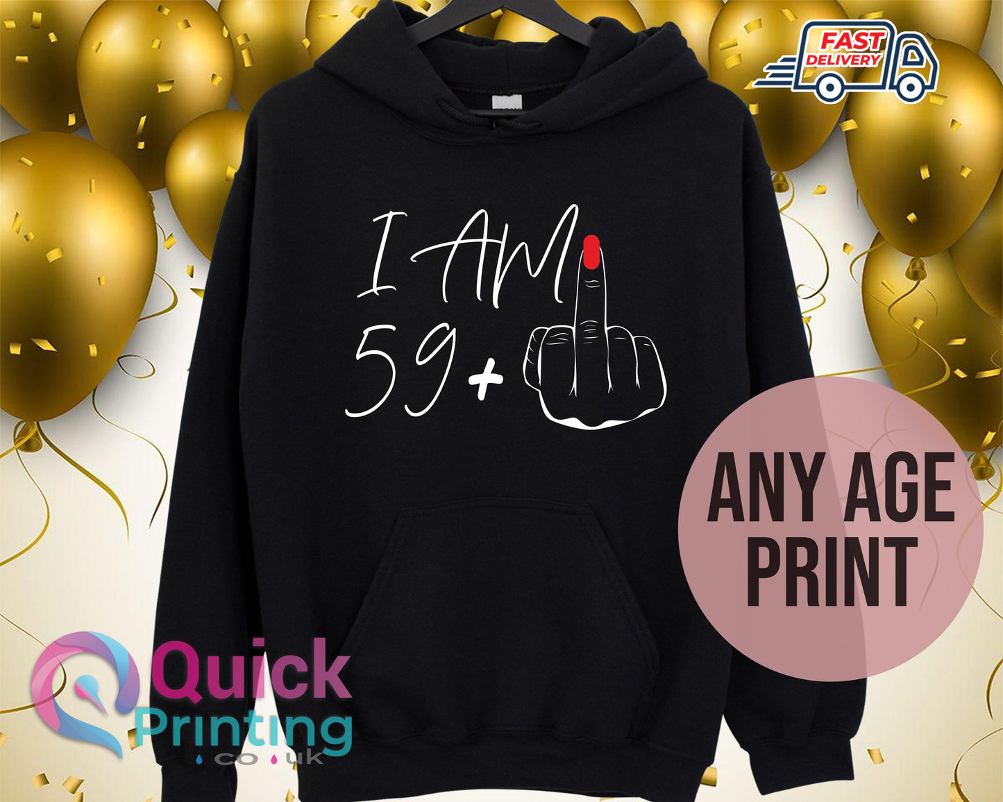 Funny 60th Birthday Shirt: I Am 59+ Middle Finger T-Shirt