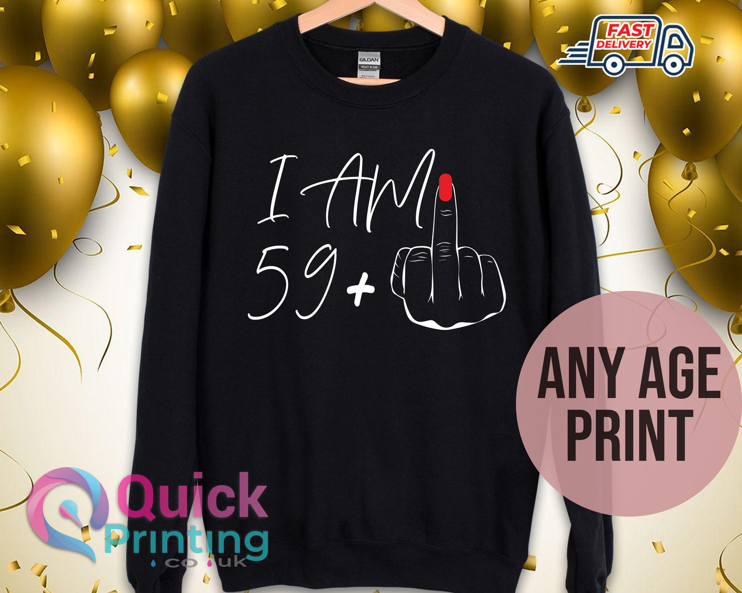 Funny 60th Birthday Shirt: I Am 59+ Middle Finger T-Shirt