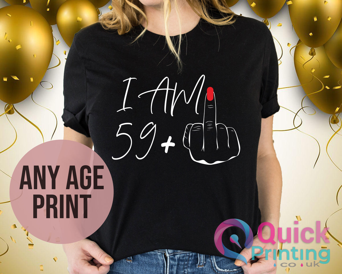 Funny 60th Birthday Shirt: I Am 59+ Middle Finger T-Shirt