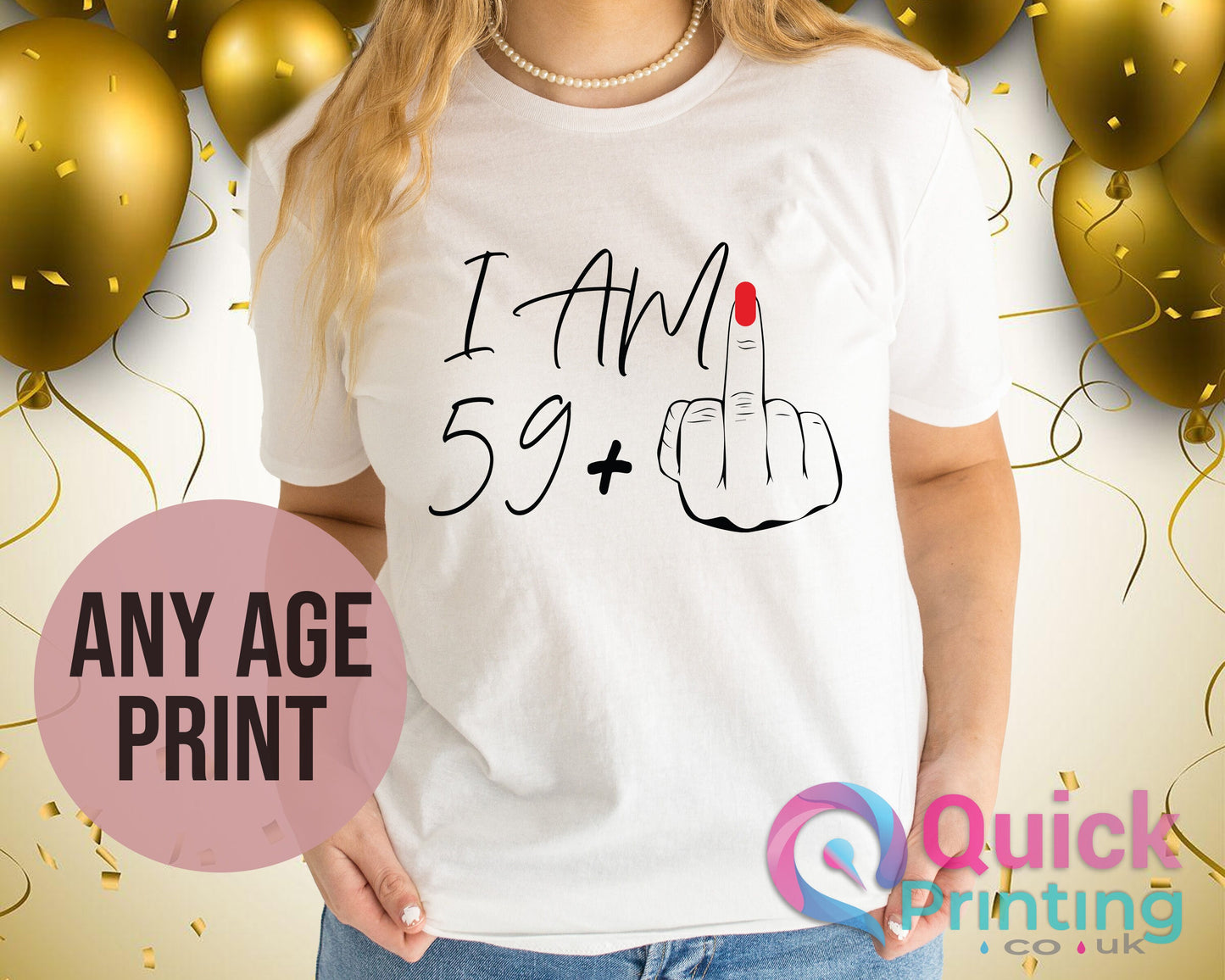 Funny 60th Birthday Shirt: I Am 59+ Middle Finger T-Shirt