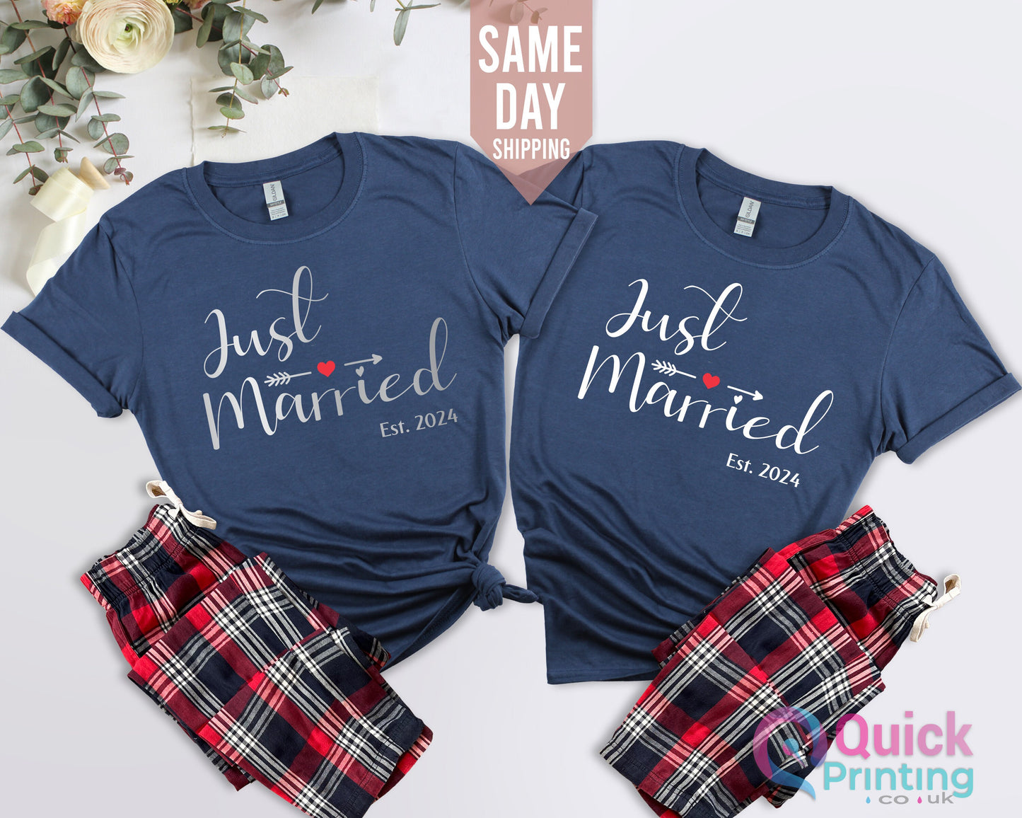 Just Married Couple Pyjamas Valentine day gift for him and her Valentines Gifts Boyfriend girlfriend Couple matching Christmas Newly wed pjs