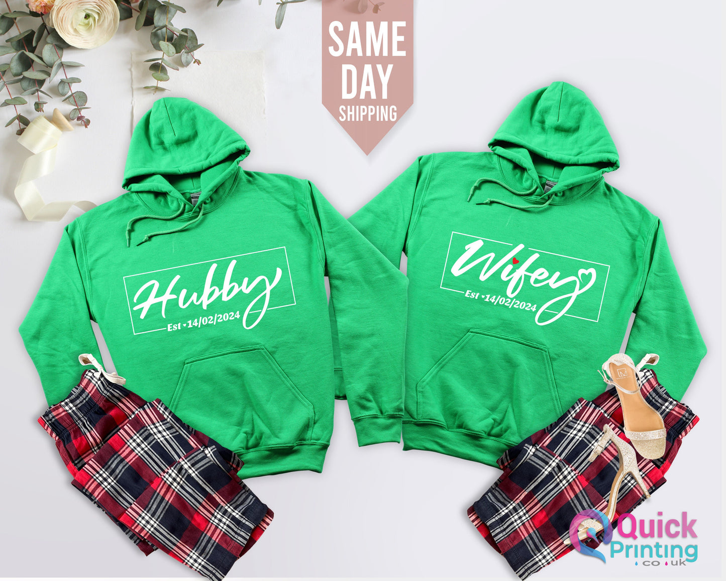 Personalized Hubby Wifey Hoodie: Matching Couple Gift