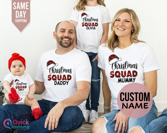Matching Family Christmas Squad T-Shirts with Glitter