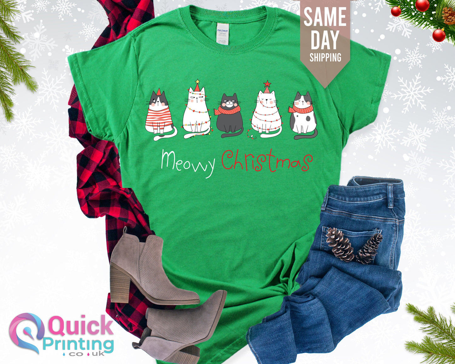 Meowy Christmas Cat Lover T-Shirt: Funny Animal Tee