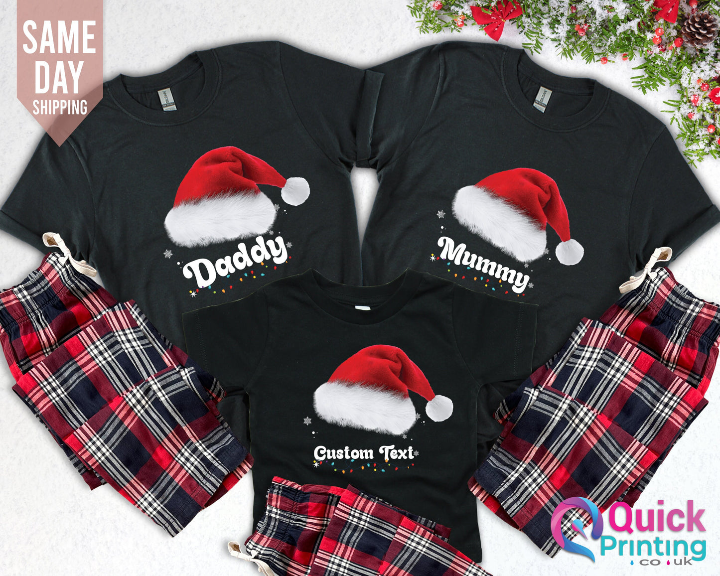 Personalized Family Christmas Pajamas: Matching Cotton Flannel PJs