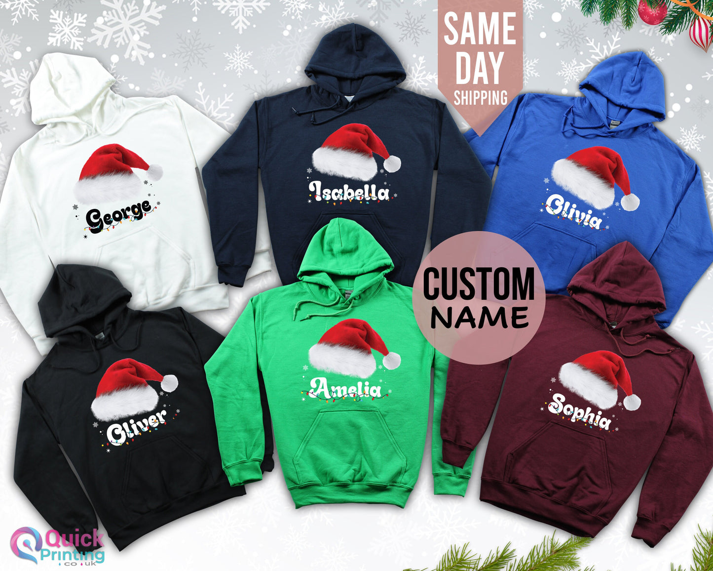 Personalized Family Christmas Hoodie: Custom Xmas Matching Sweatshirt
