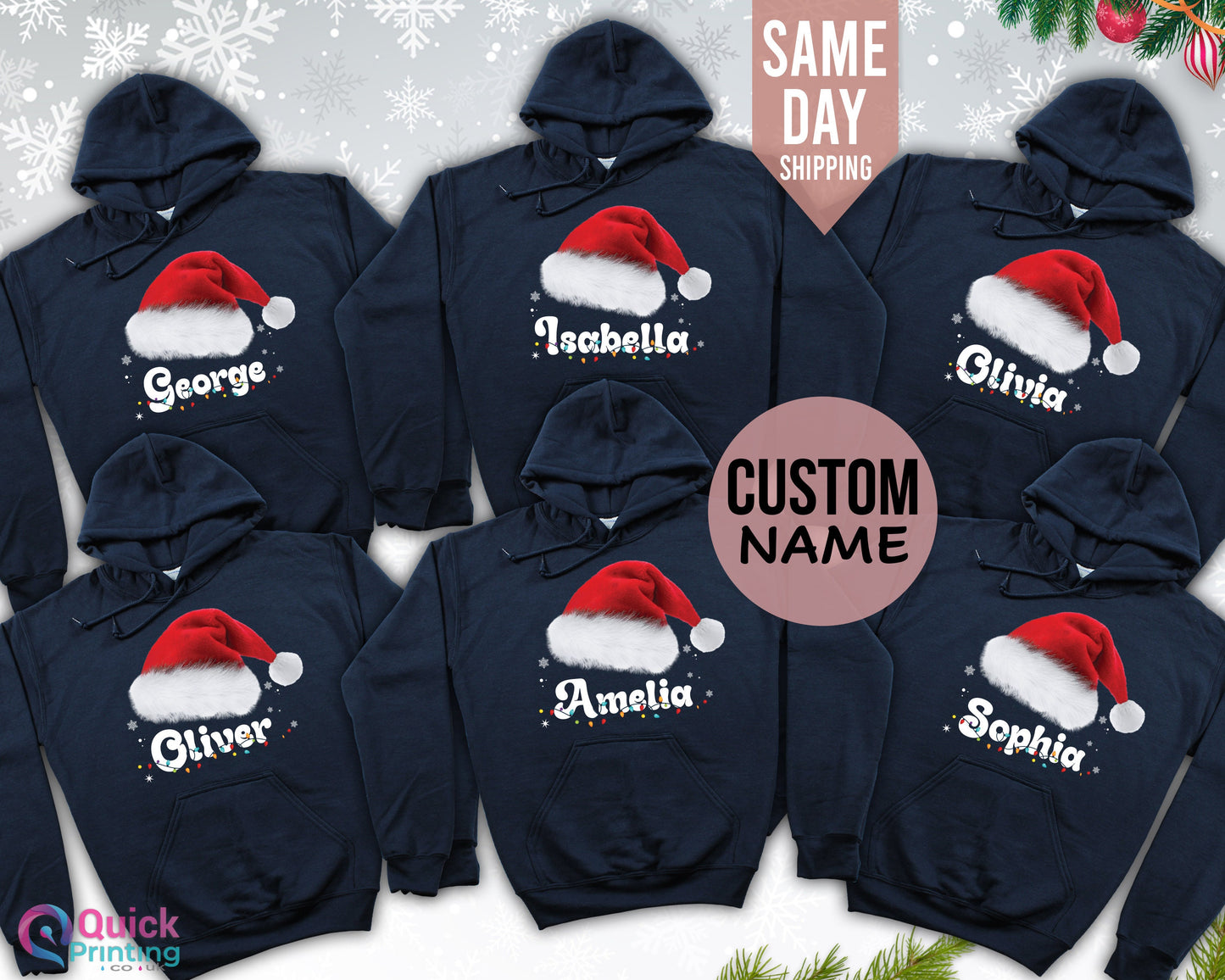 Personalized Family Christmas Hoodie: Custom Xmas Matching Sweatshirt