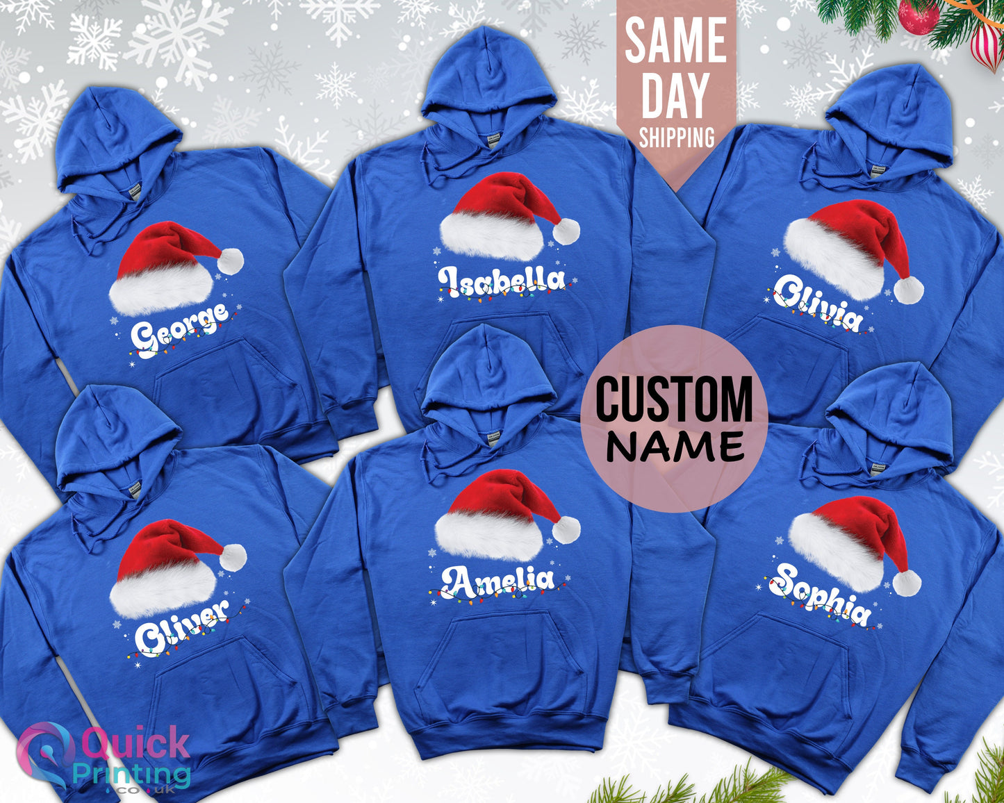 Personalized Family Christmas Hoodie: Custom Xmas Matching Sweatshirt