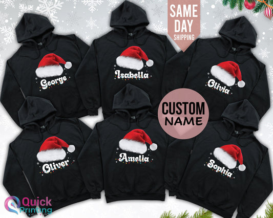 Personalized Family Christmas Hoodie: Custom Xmas Matching Sweatshirt