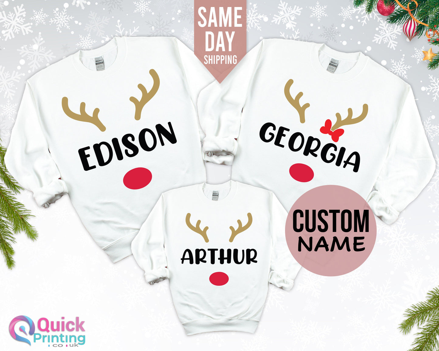Christmas Matching Family Jumpers, Personalised Family Sweaters, Reindeer Sweatshirt, Matching Sweatshirts, Christmas gifts