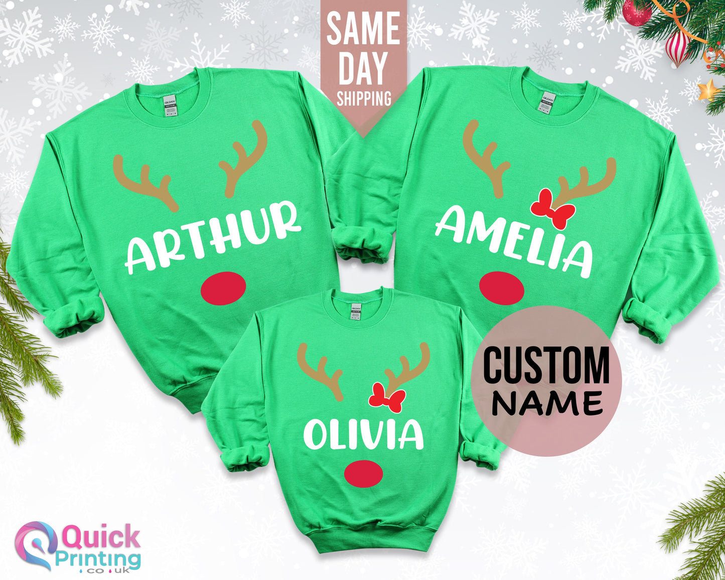 Christmas Matching Family Jumpers, Personalised Family Sweaters, Reindeer Sweatshirt, Matching Sweatshirts, Christmas gifts
