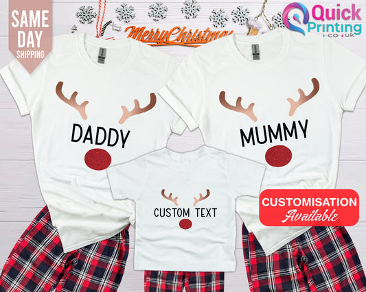 Personalized Family Christmas Pajamas Set: Reindeer Squad Matching Xmas PJs