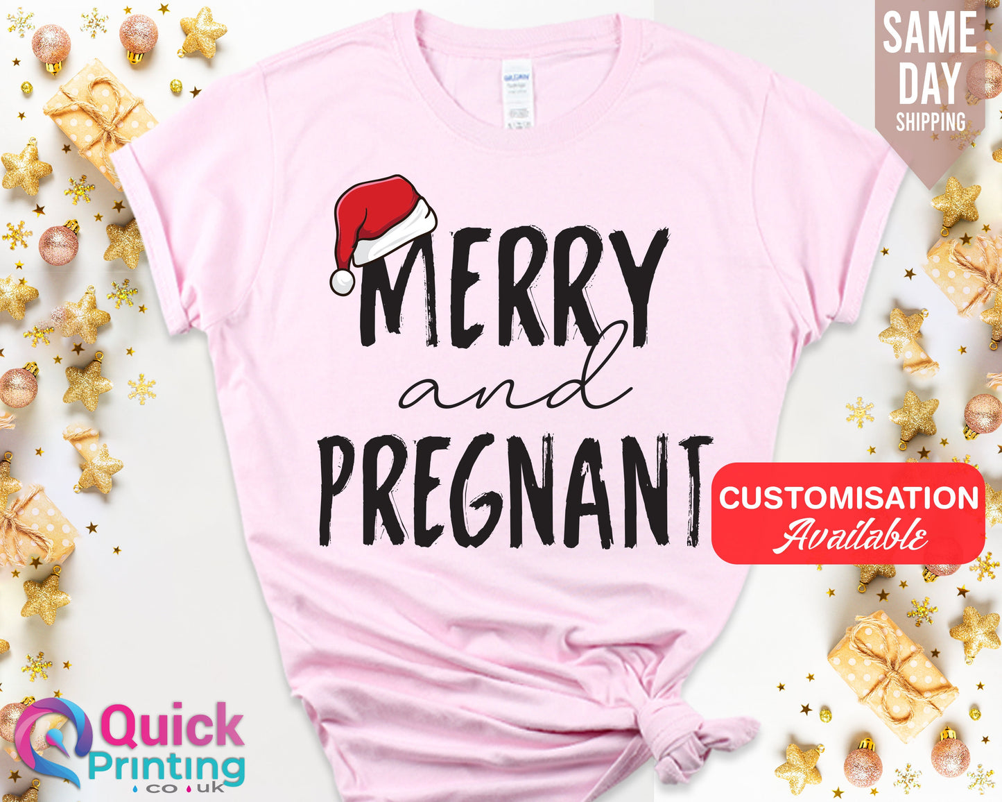 Merry and Pregnant Christmas Maternity Shirt