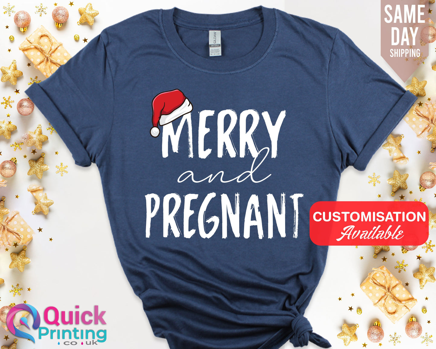 Merry and Pregnant Christmas Maternity Shirt