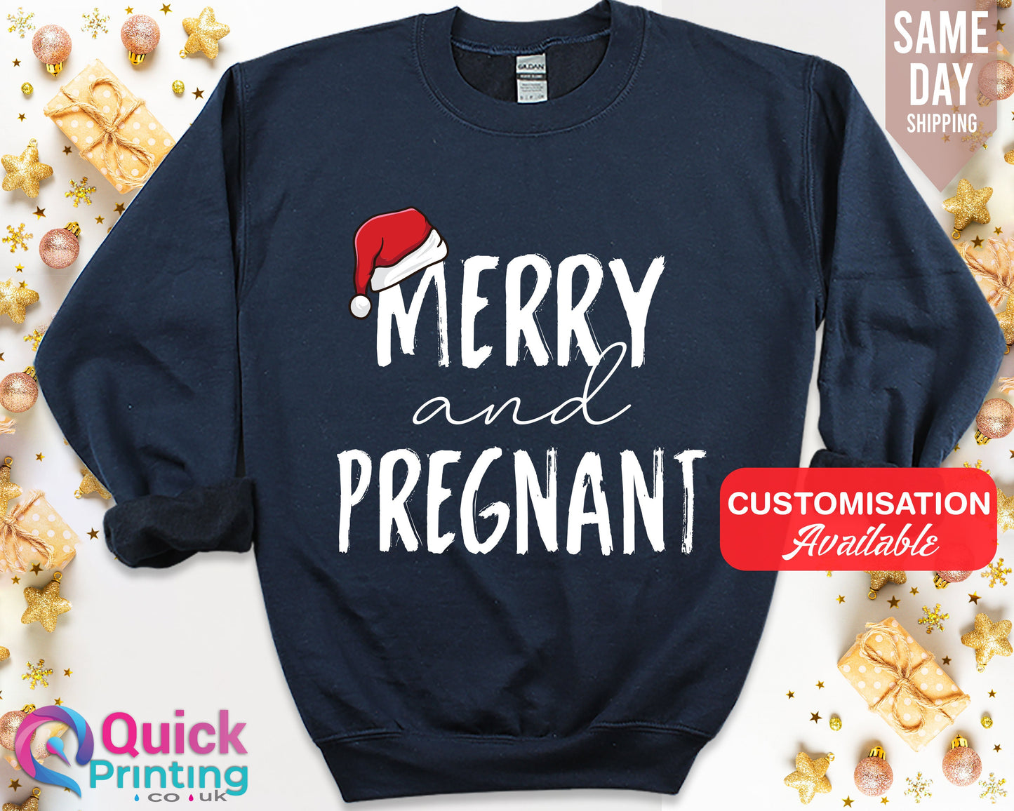 Merry and Pregnant Christmas Sweatshirt: Pregnancy Announcement