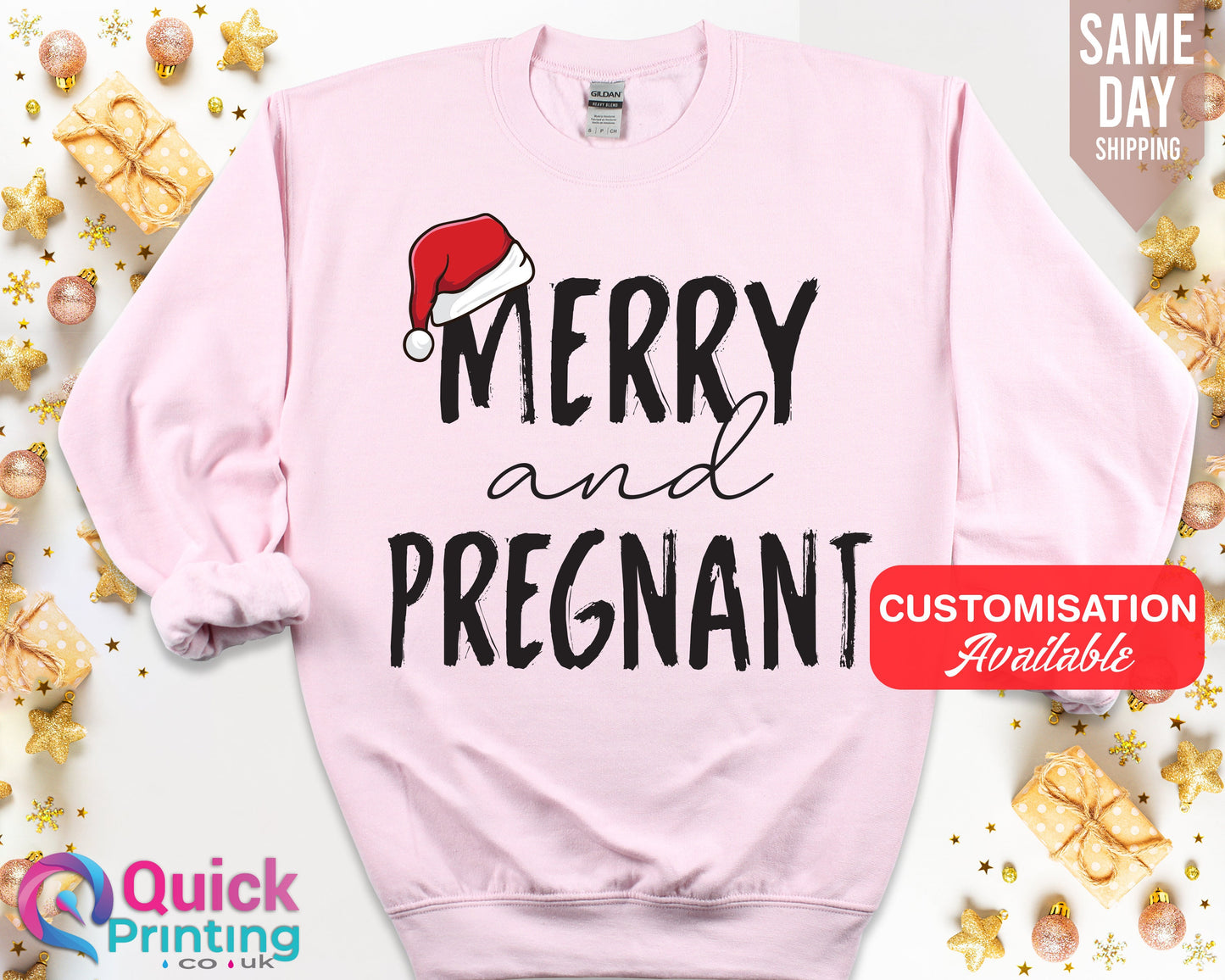 Merry and Pregnant Christmas Sweatshirt: Pregnancy Announcement