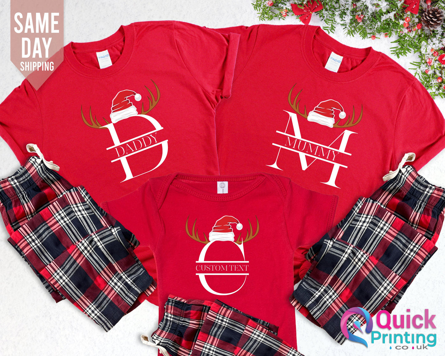 Personalized Christmas Initial Shirt: Family Matching Xmas Tee