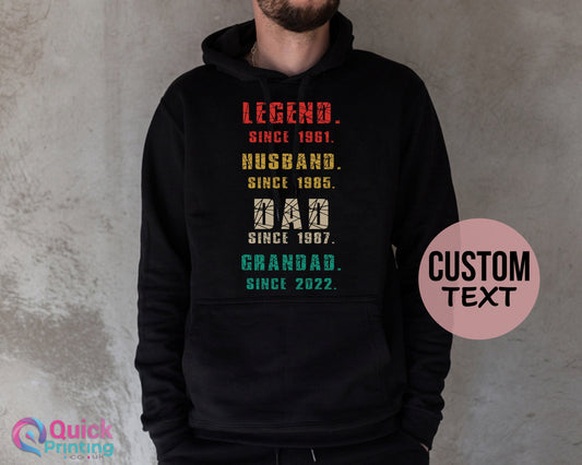 Vintage Legend Husband Daddy Hoodie, Personalized Father's Day Shirt Gift For Dad Grandpa, Grandpa Shirt, Legend Daddy Grandpa Since