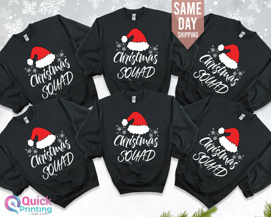Matching Christmas Squad Sweatshirt, Personalised Name Mum Dad Dog Christmas Outfit, Xmas Cousin Crew Jumper, Christmas Custom Tee