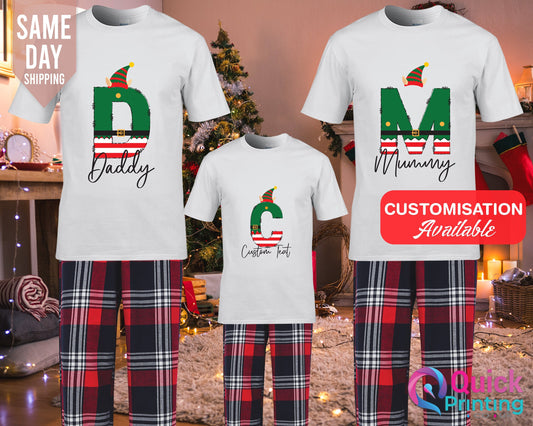 Personalized Christmas Family Pajamas Set: Cotton Flannel PJs
