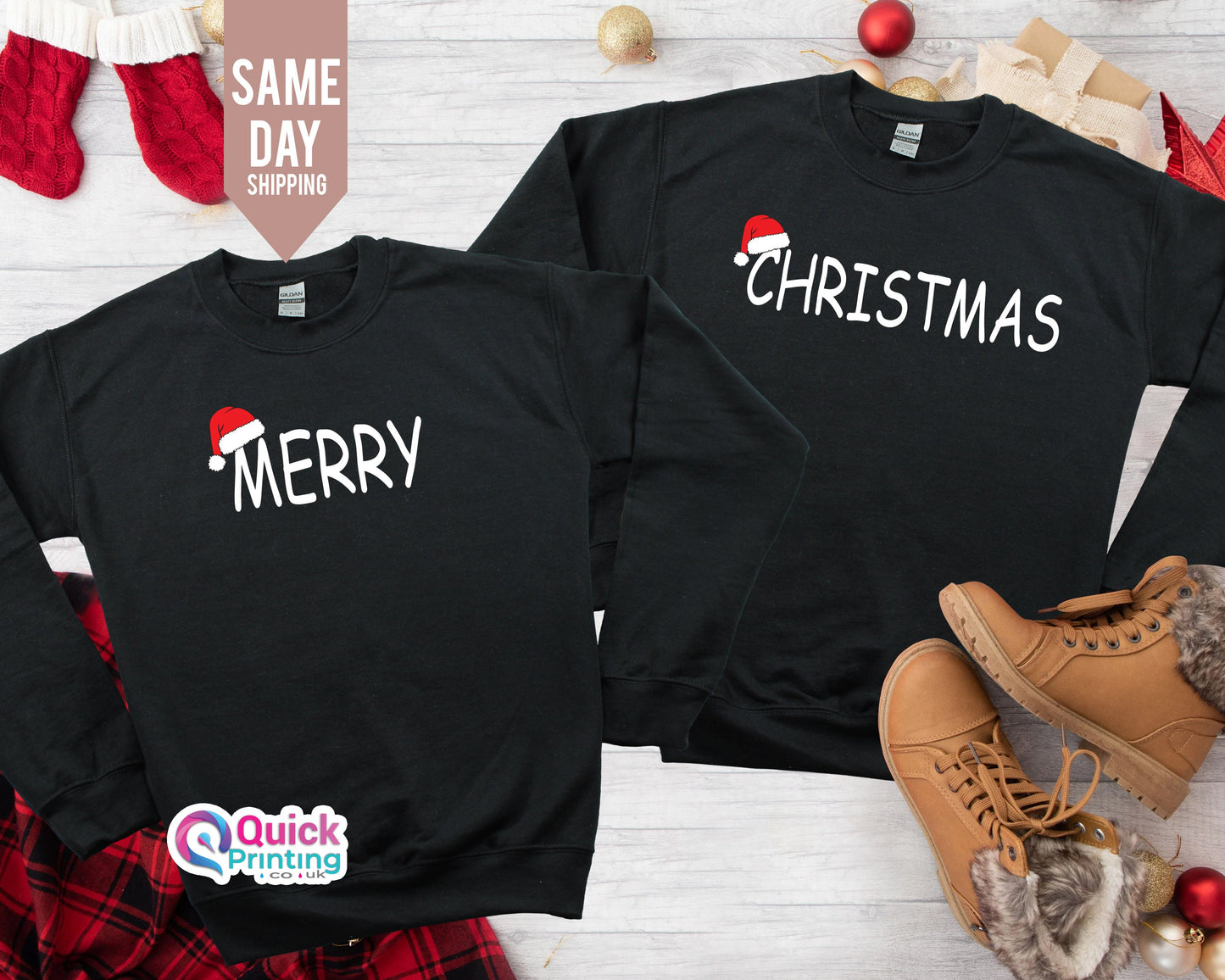 Matching Christmas Couple Sweatshirt: Custom Reindeer Family Jumpers