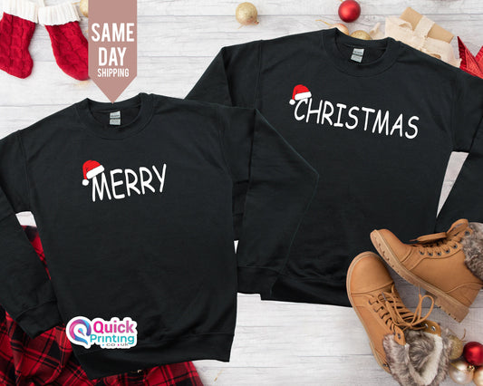Matching Christmas Couple Sweatshirt: Custom Reindeer Family Jumpers