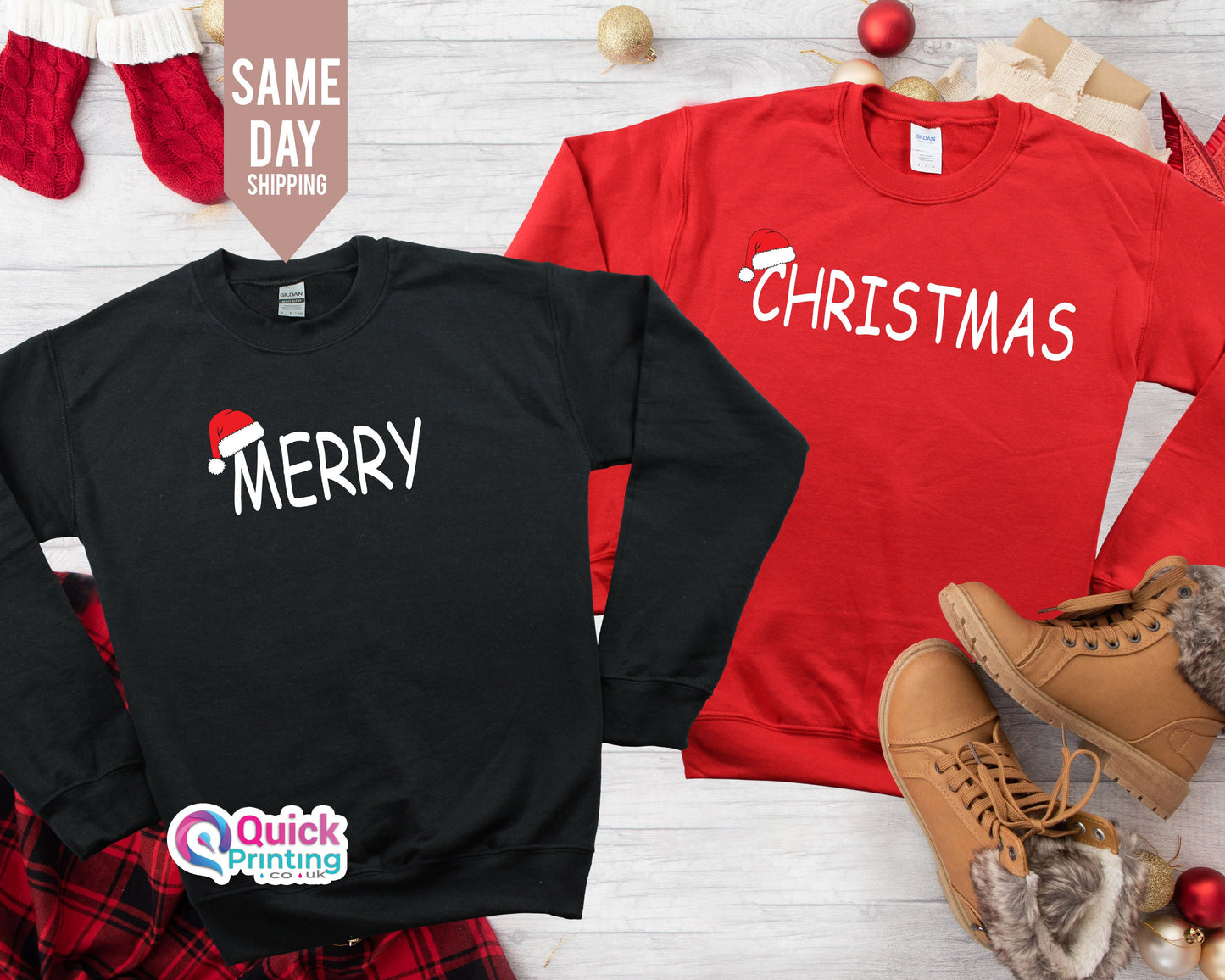 Matching Christmas Couple Sweatshirt: Custom Reindeer Family Jumpers