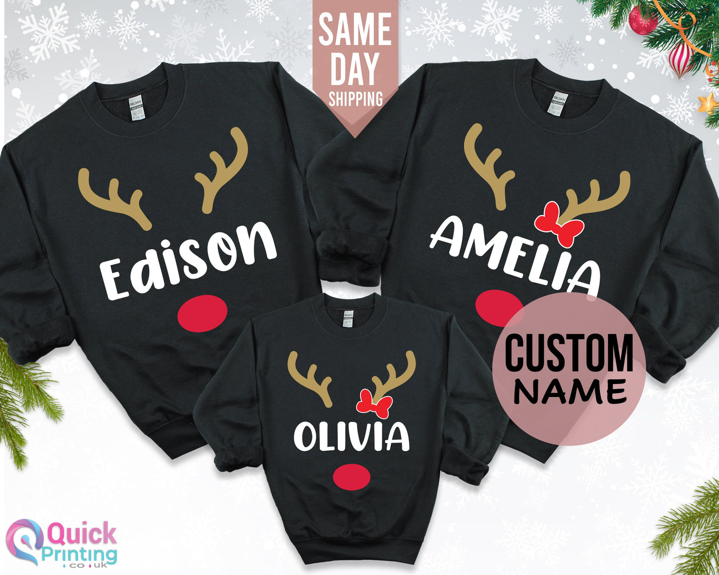 Christmas Matching Family Jumpers, Personalised Family Sweaters, Reindeer Sweatshirt, Matching Sweatshirts, Christmas gifts