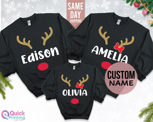 Christmas Matching Family Jumpers, Personalised Family Sweaters, Reindeer Sweatshirt, Matching Sweatshirts, Christmas gifts