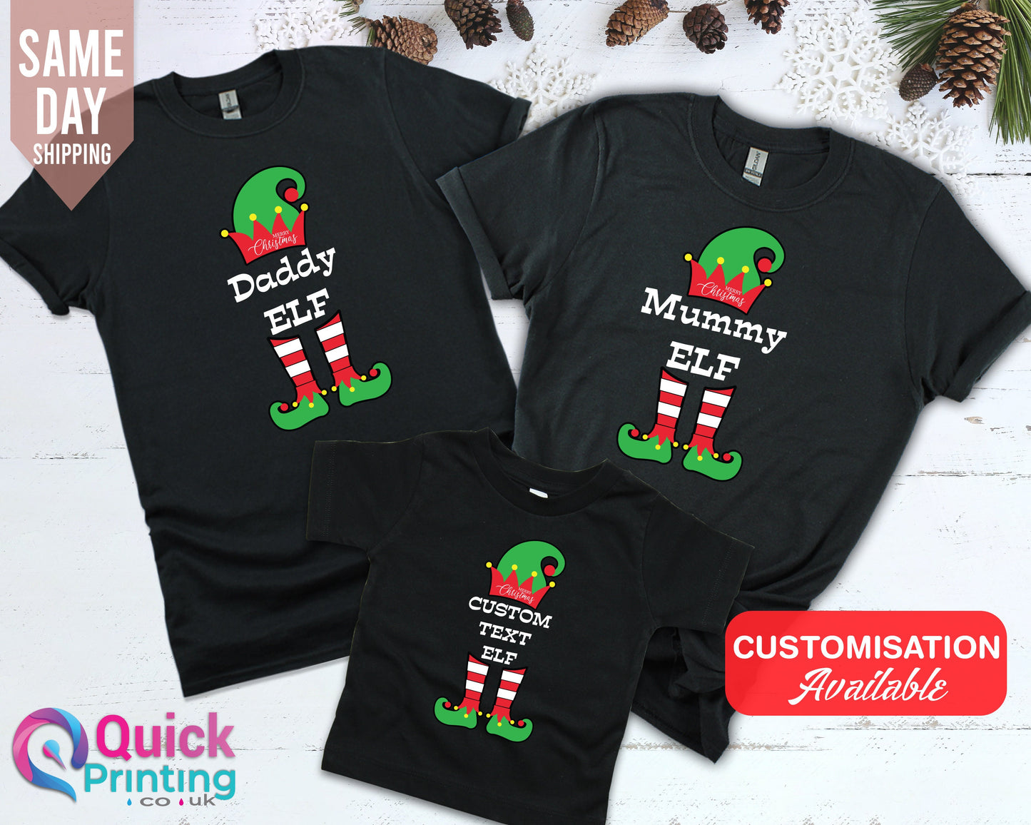 Personalized Christmas Elf Shirt: Matching Family Cotton T-Shirts