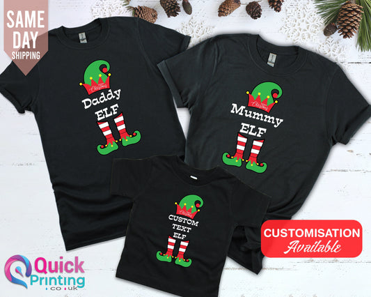 Personalized Christmas Elf Shirt: Matching Family Cotton T-Shirts