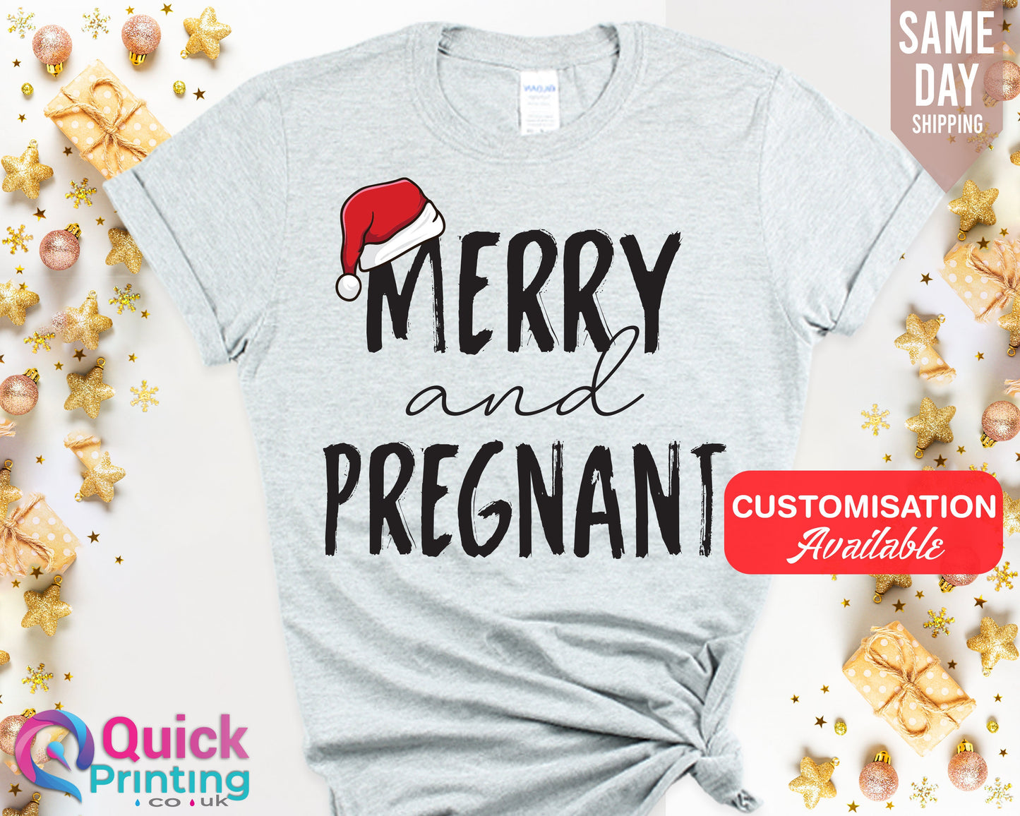 Merry and Pregnant Christmas Maternity Shirt