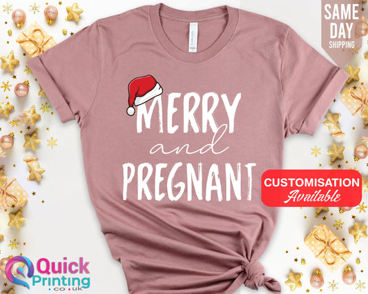 Merry and Pregnant Christmas Maternity Shirt