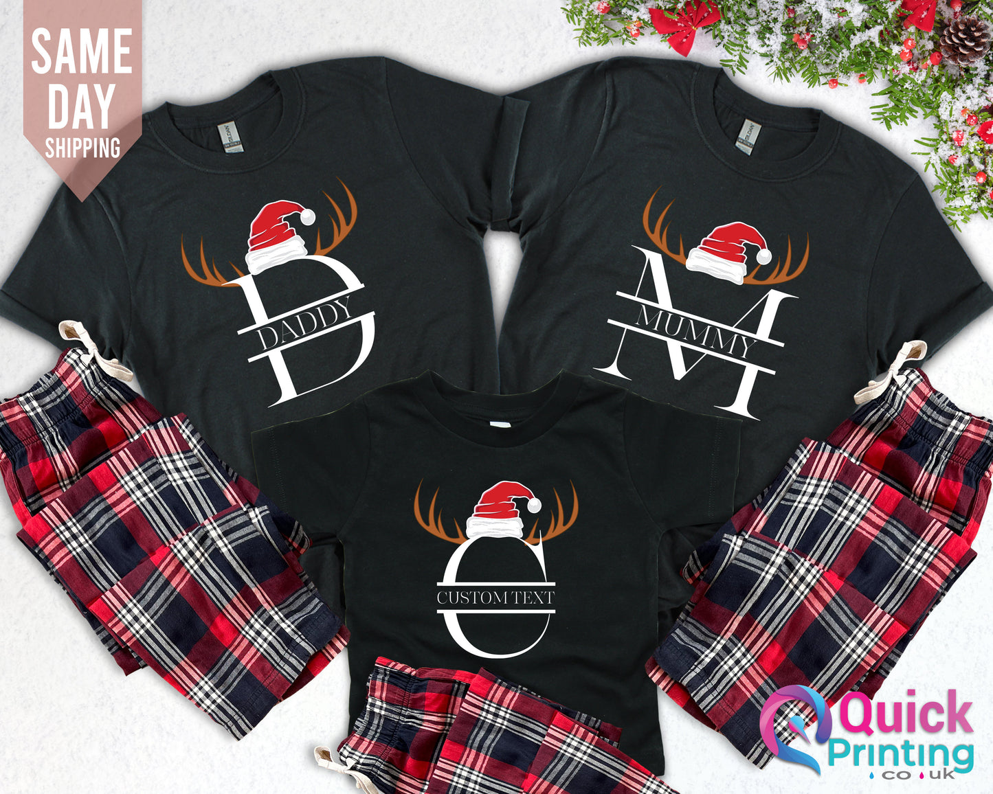 Personalized Christmas Initial Shirt: Family Matching Xmas Tee