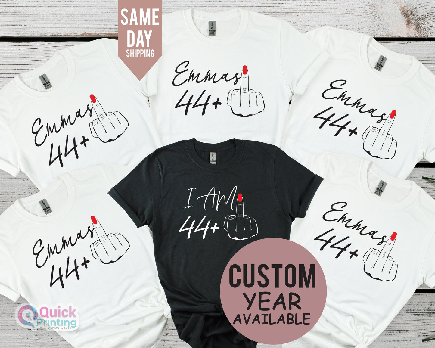 44th Birthday Middle Finger T-Shirt: Funny Party Tee
