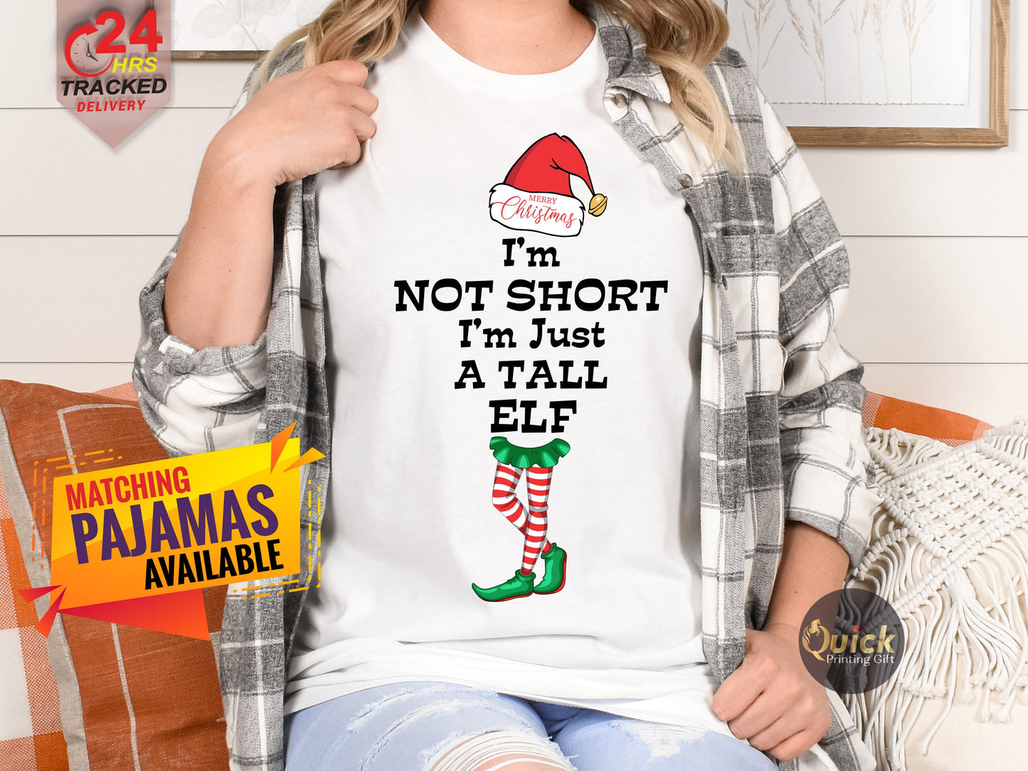 Tall Elf Christmas T-Shirt: Matching Holiday Costume Shirt