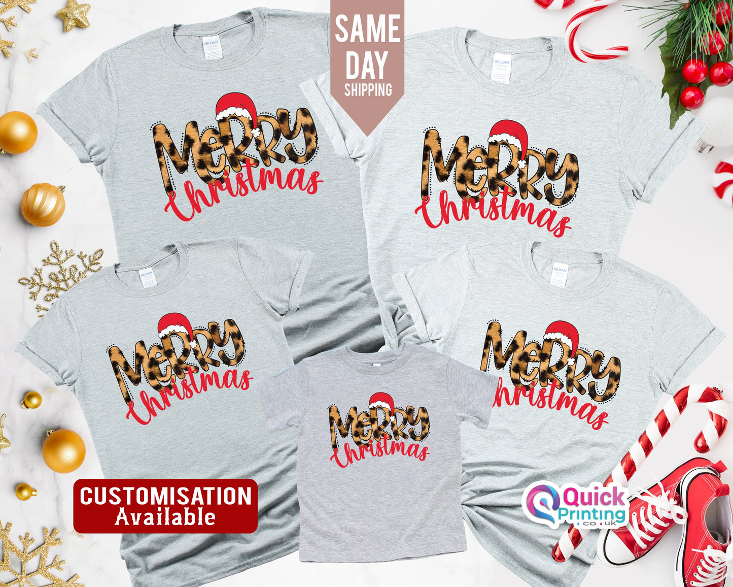 Leopard Print Christmas Shirt: Family Xmas Tee