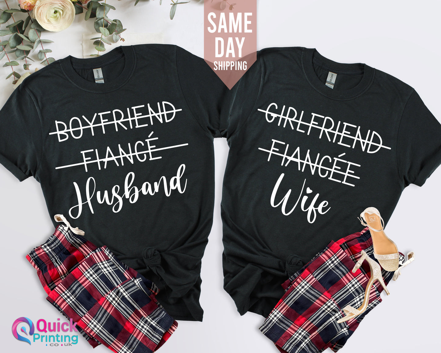 Matching Couple T-Shirts: Engagement Gift, Husband Wife Shirts