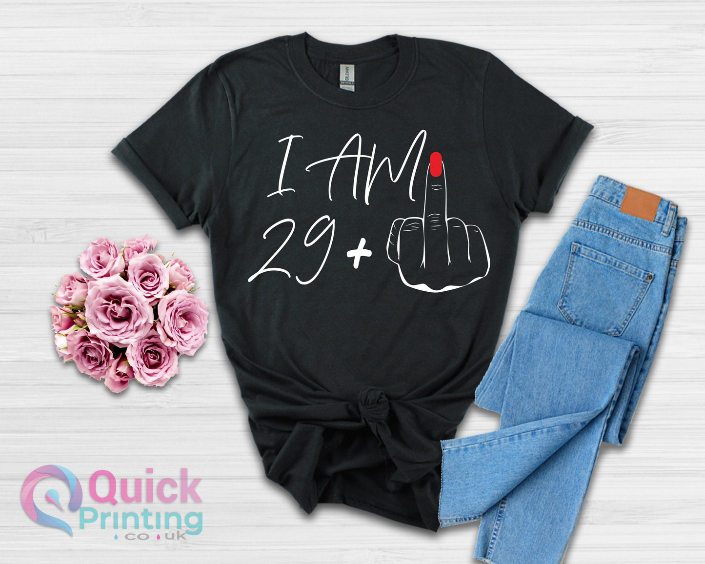 I Am 29+ Middle Finger T-Shirt: Funny 30th Birthday Tee